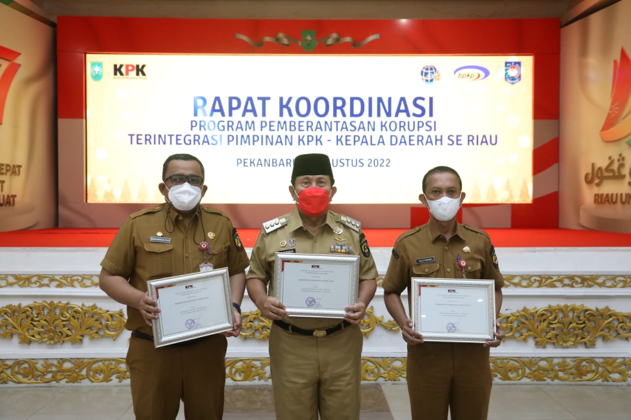 Bupati Rohul H.Sukiman hadiri Rakor PPKT Bersama Pimpinan KPK-RI dan kepala Daerah Se Provinsi Riau